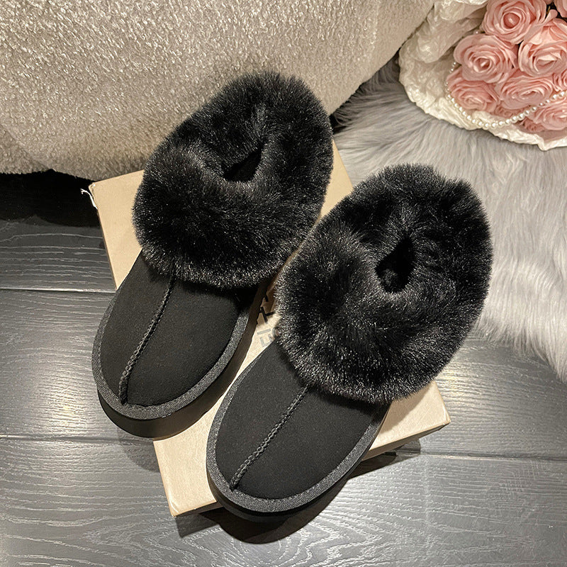 Short Ankle Height Plush Snow Boots with Thick Sole in 4 Colors