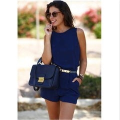 Sleeveless Backless Romper with Belt and Pockets in 3 Colors S-XL