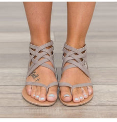 Criss Cross Flat Roman Sandals with Closed Heel