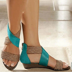 Bohemian Criss-Cross Woven Sandals with Closed Heel