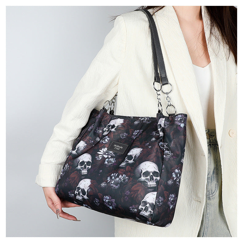 Large Capacity Skull Print Shoulder Bag