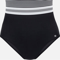 One Piece Black and White Striped Swimsuit S-L
