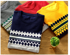 Men's Long Sleeve Wool Sweater in 4 Colors M-XXL