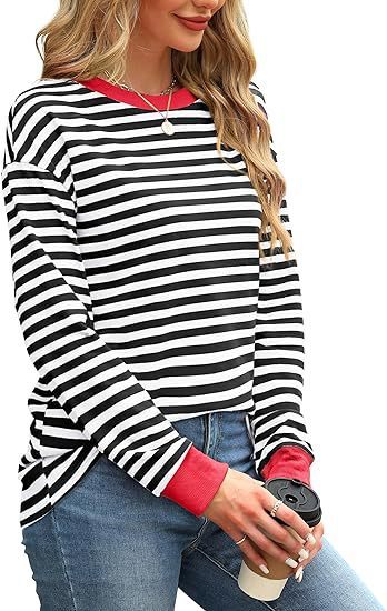 Round Neck Striped Long Sleeve Shirt