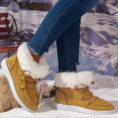 Suede Fleece Lined Flat Heel Ankle Boots