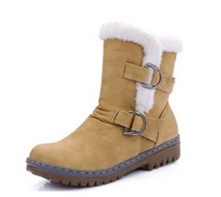 Short Plush Snow Boots with Buckle in 4 Colors