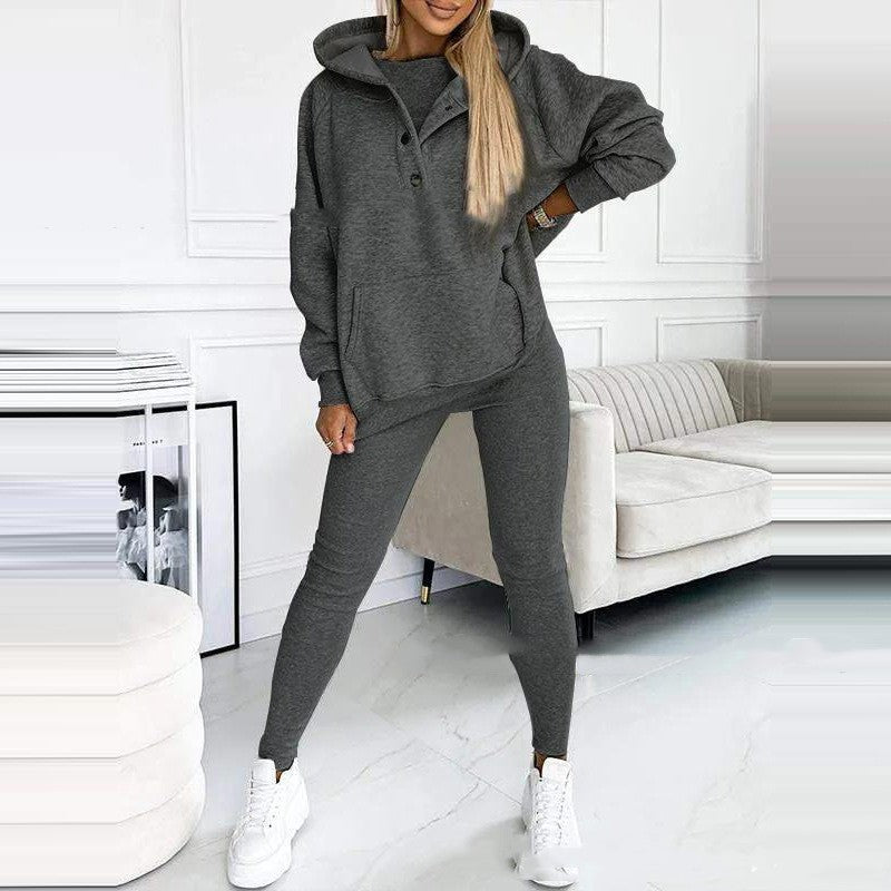 Hoodie, Legging, and Tank Top Three Piece Sports Set
