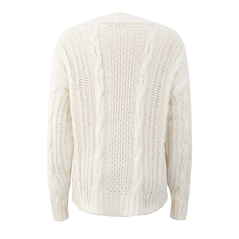 V-Neck Button Knit Sweater Cardigan in 4 Colors S-XL