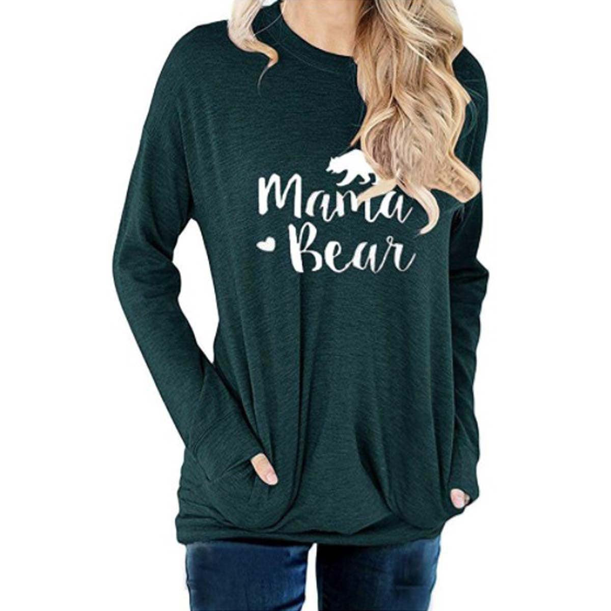 Langärmliges Mama Bear Top mit Taschen in 10 Farben S-XXL