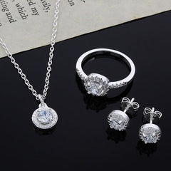 Zircon Necklace, Ring and Earrings 3 Piece Jewellery Set