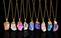 Necklace with Crystal Pendant in 9 Colors