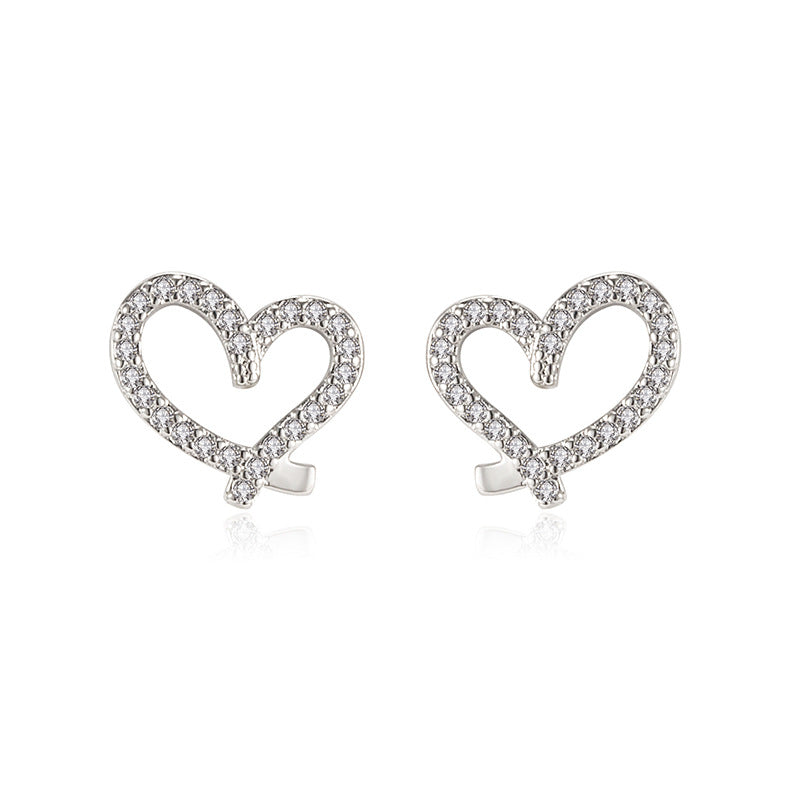 White Gold Heart-Shaped Earrings