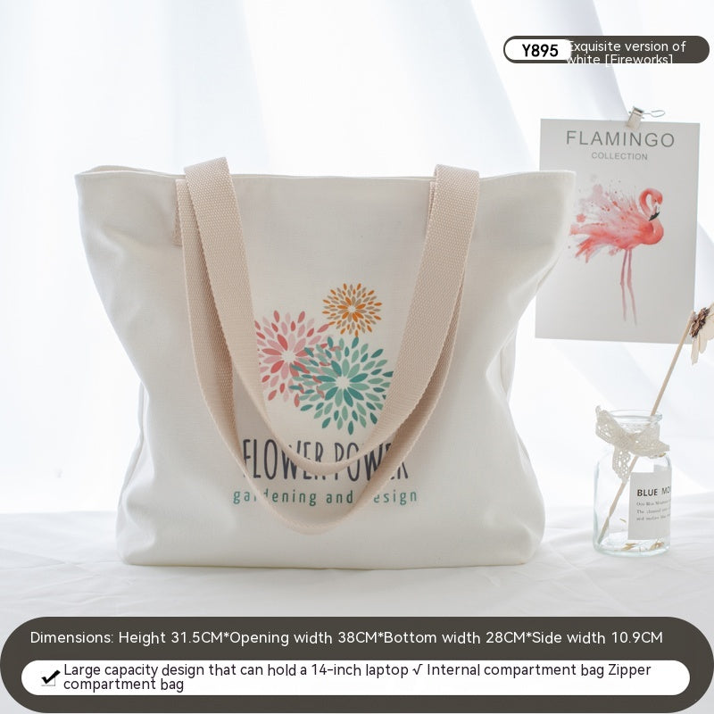 Large Capacity Canvas Artistic Shoulder Tote Bag