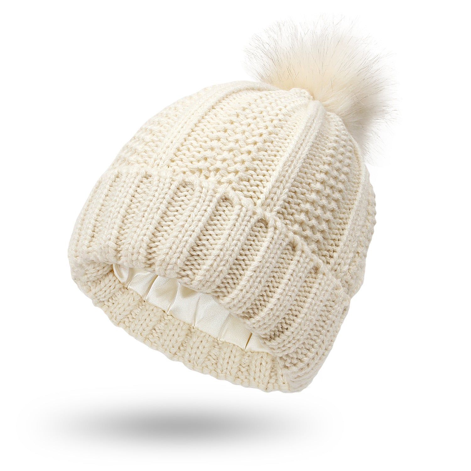 Knit Pom Pom Toque with Satin Lining
