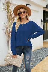 Knit Boat Neck Long Sleeve Sweater