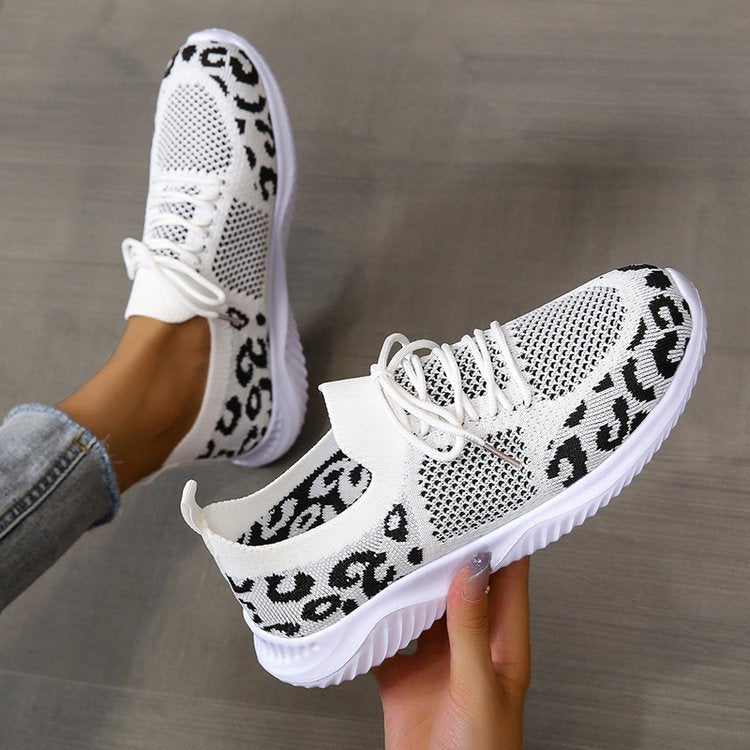 Schnür-Sneaker mit Leopardenmuster in 4 Farben