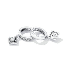 Silver and Zircon Sparkly Drop Earrings
