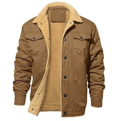Men's Fleece-Lined Long Sleeve Jacket with Pockets