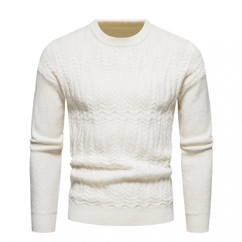 Men's Round Neck Jacquard Pullover Sweater in 8 Colors M-XXL