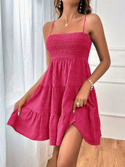 Sleeveless Ruffled Summer Mini Dress with Spaghetti Straps in 8 Colors S-XXL