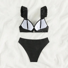Solid Color Ruffled Bikini in 2 Colors S-XL