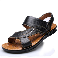 Men's Leather Sandals with Adjustable Ankle Strap