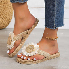 Flat Casual Bohemian Sandals with Flower