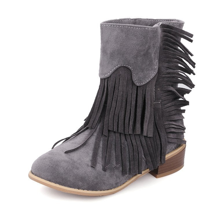 Suede Ankle Boots with Tassels in 4 Colors