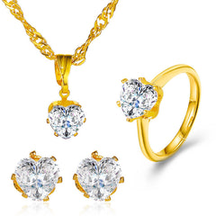 Ensemble trois pièces : collier, boucles d'oreilles et bague en oxyde de zirconium