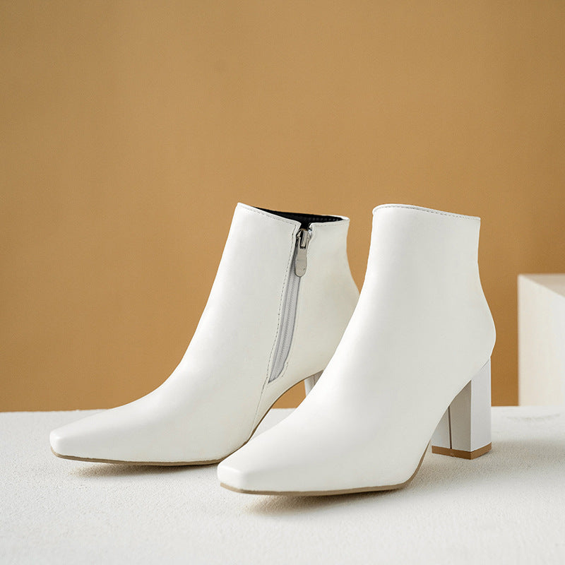 High Heel Boots with Square Toe in 2 Colors