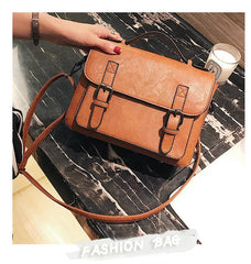 Messenger Bag with Zipper and Buckles in 4 Colors