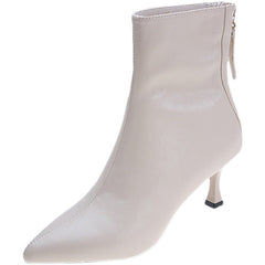 Soft PU Leather High Heel Stiletto Ankle Boots with Pointed Toe in 2 Colors