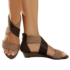 Bohemian Criss-Cross Woven Sandals with Closed Heel