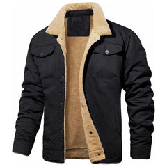 Men's Fleece-Lined Long Sleeve Jacket with Pockets