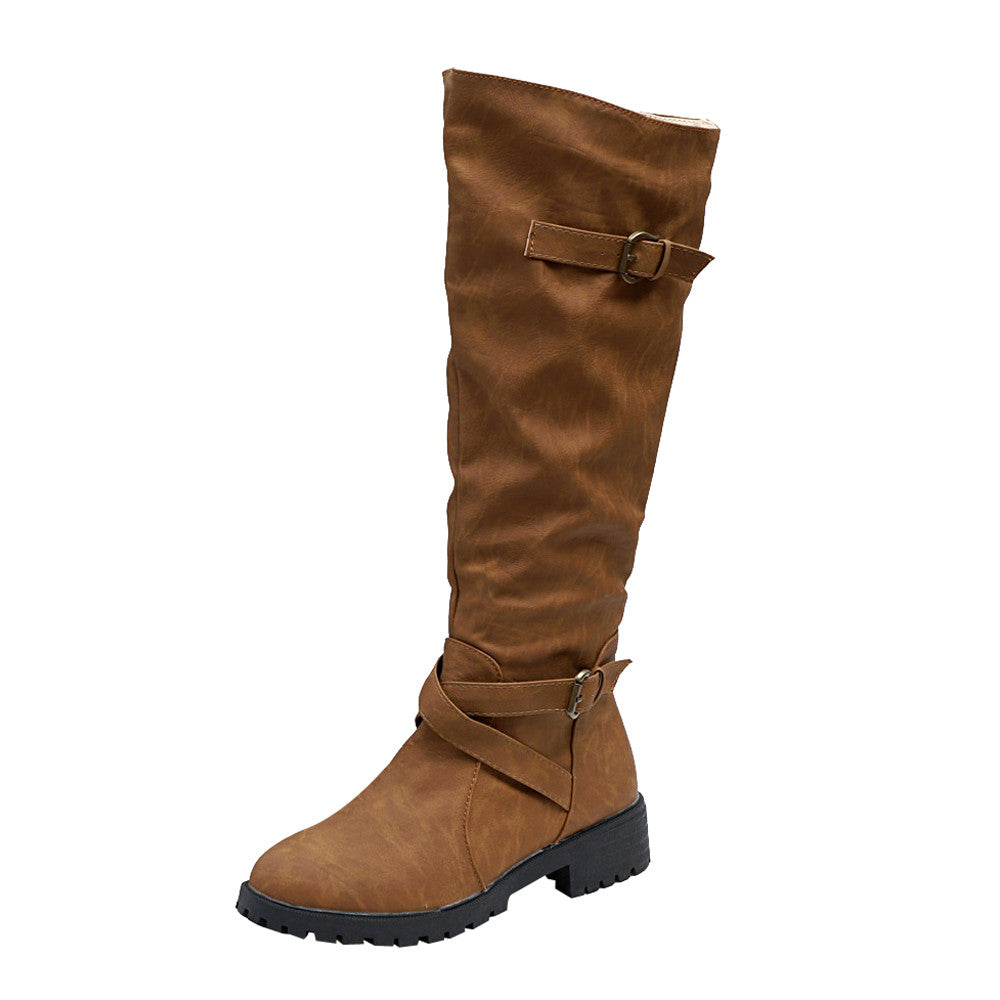 Low Heel Knee Length Boots