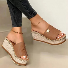 Wedge Heel Sandals with Wide Strap