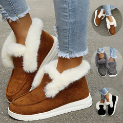 Suede Slipper Boots with Plush Fur