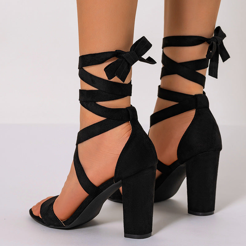 High Heel Ankle Wrap Sandals in 2 Colors