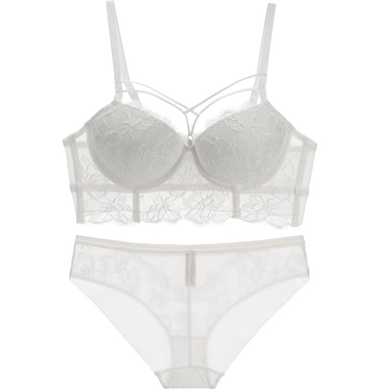 Padded Lace Bra and Panties Set in 4 Colors