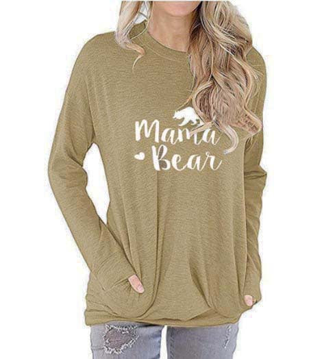 Langärmliges Mama Bear Top mit Taschen in 10 Farben S-XXL