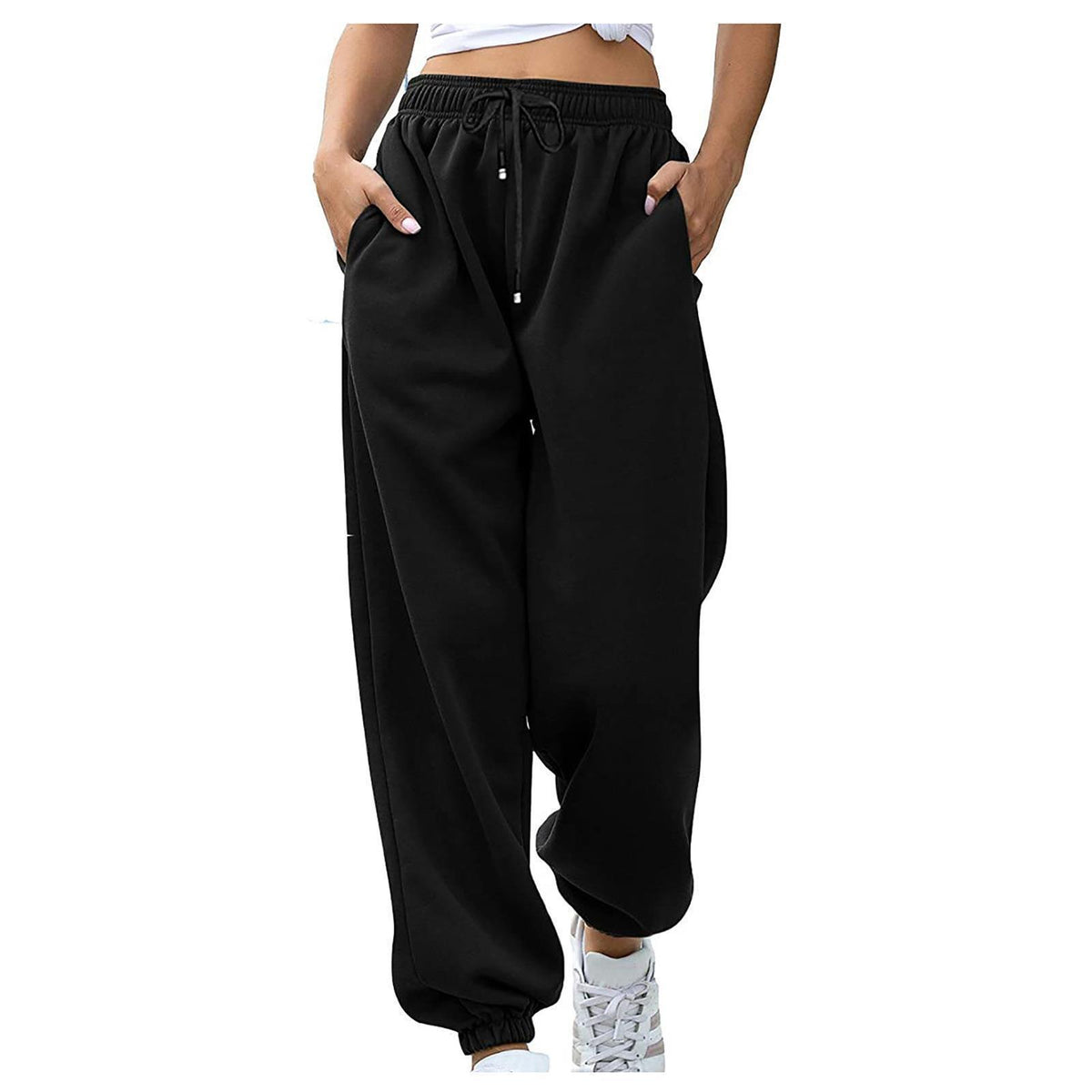 Locker geschnittene Jogginghose mit Bündchen und Taschen