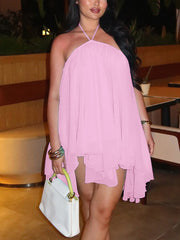 Backless Halter Chiffon Mini Dress