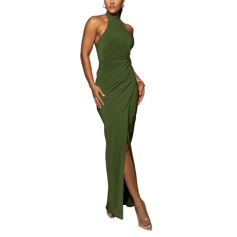 Ärmelloses Neckholder-Abendkleid mit Beinschlitz