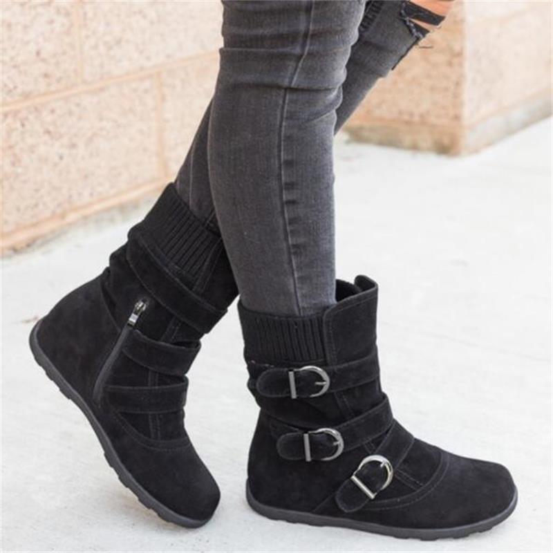 Slip-On Snow Boots with Buckles in 4 Colors