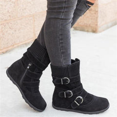 Slip-On Snow Boots with Buckles in 4 Colors