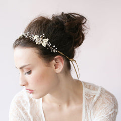 Pearl and Crystal Wedding Headdress in 2 Colors