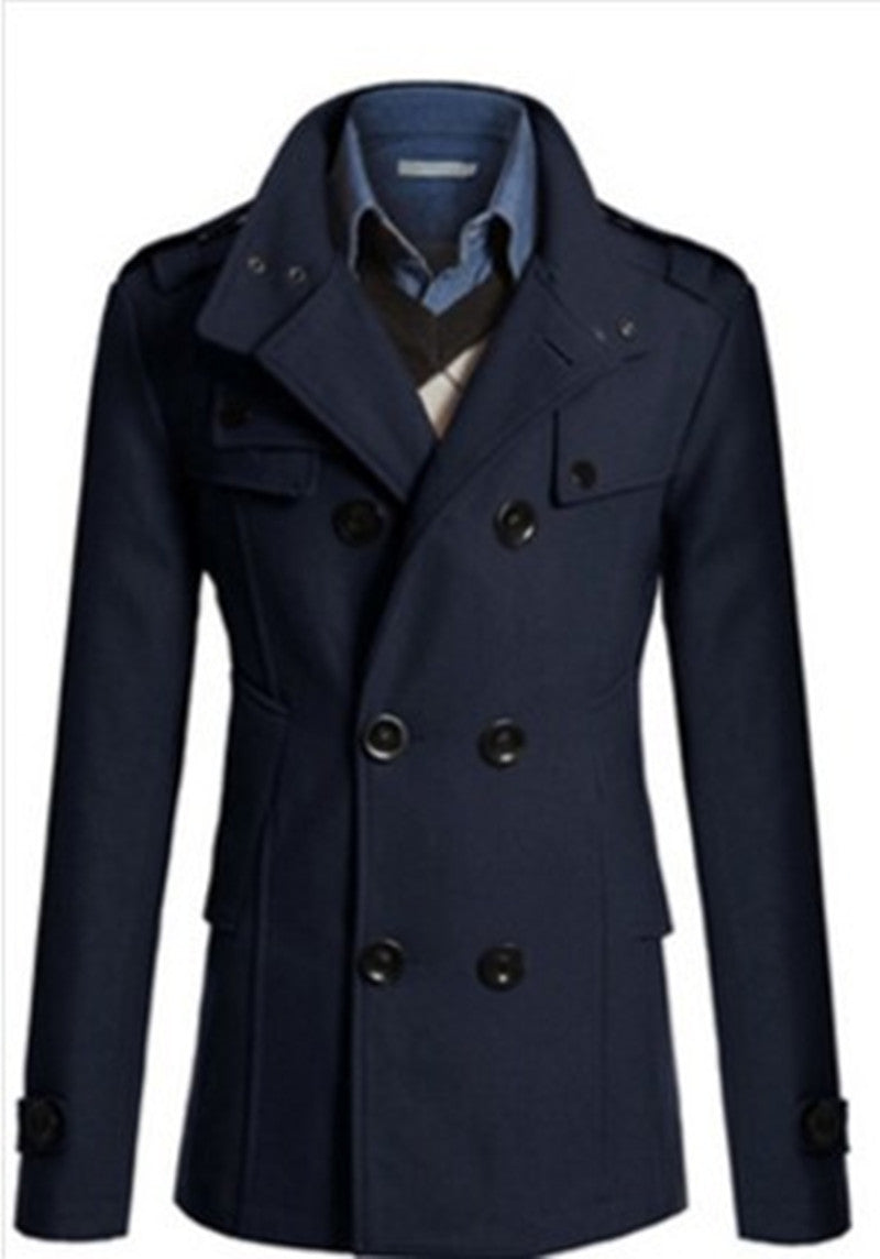 Men's Double Breasted Woolen Coat in 5 Colors M-4XL