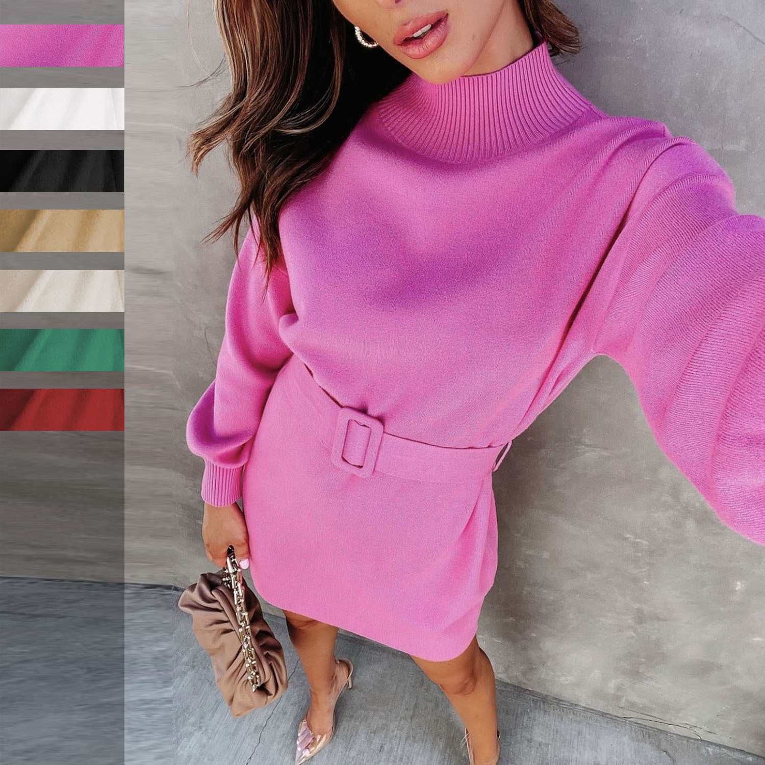 Cowl Neck Sweater Dress