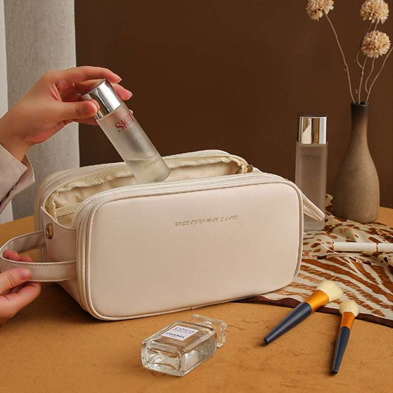 Multi-Compartment Double Zipper Cosmetic Bag in 4 Colors