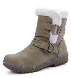 Short Plush Snow Boots with Buckle in 4 Colors
